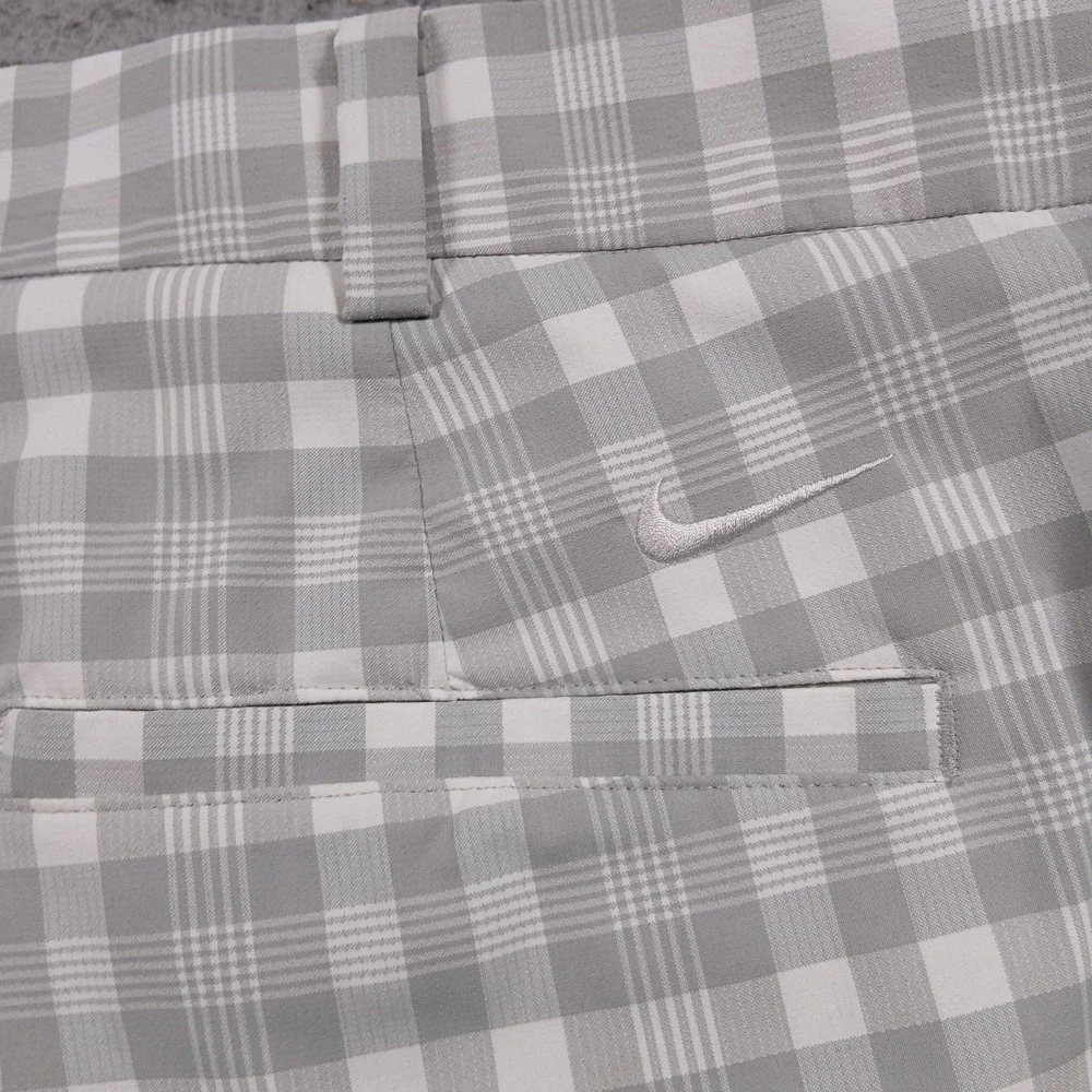 Nike Golf‎ Dri-FIT Shorts Men's 36 Grey White Plaid Gingham Check Performance